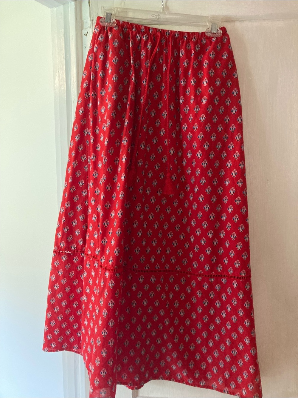 Universal Thread Red Printed Maxi Skirt with Small White Motif